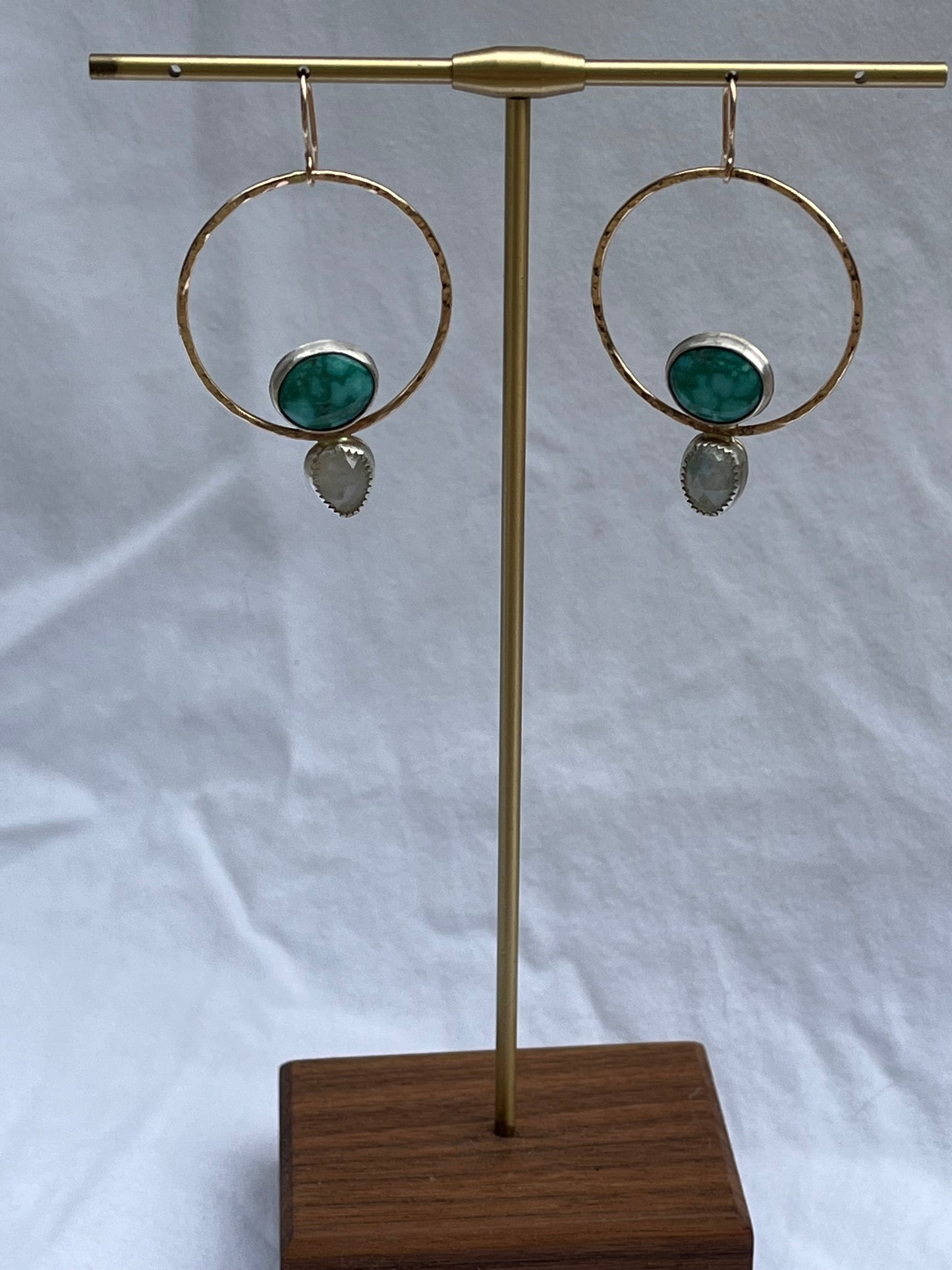 One of a kind Turquoise Hoops