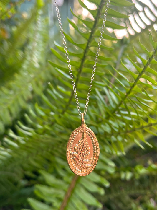 One of a kind Fern Pendant - Gold